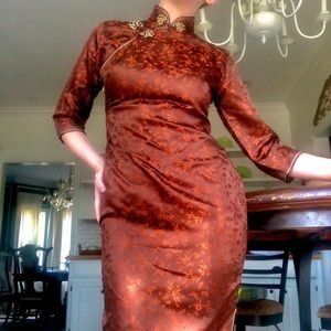NWOT Double fortune silk cheongsam Chinese dress